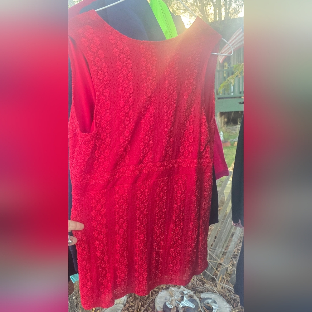 Lane Bryant Red Lace Blouse